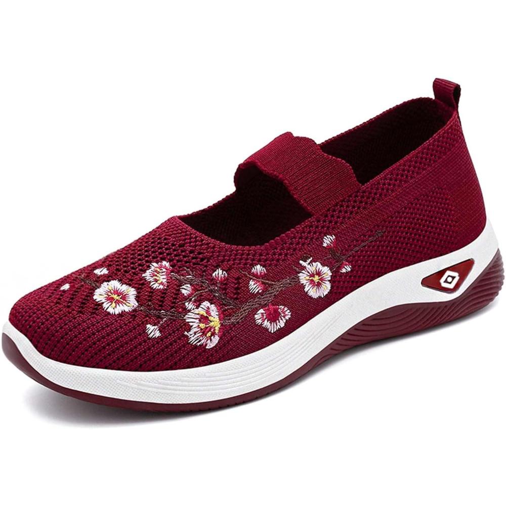 image:imageChaussures sans Lacets Femme Orthopdique Pas Cher Baskets sans Laage Chaussures De Marche Plateforme Orthopdique Lgres Et Confortables Amortissement Accru Et Soulagement des Pieds 202504 Rouge