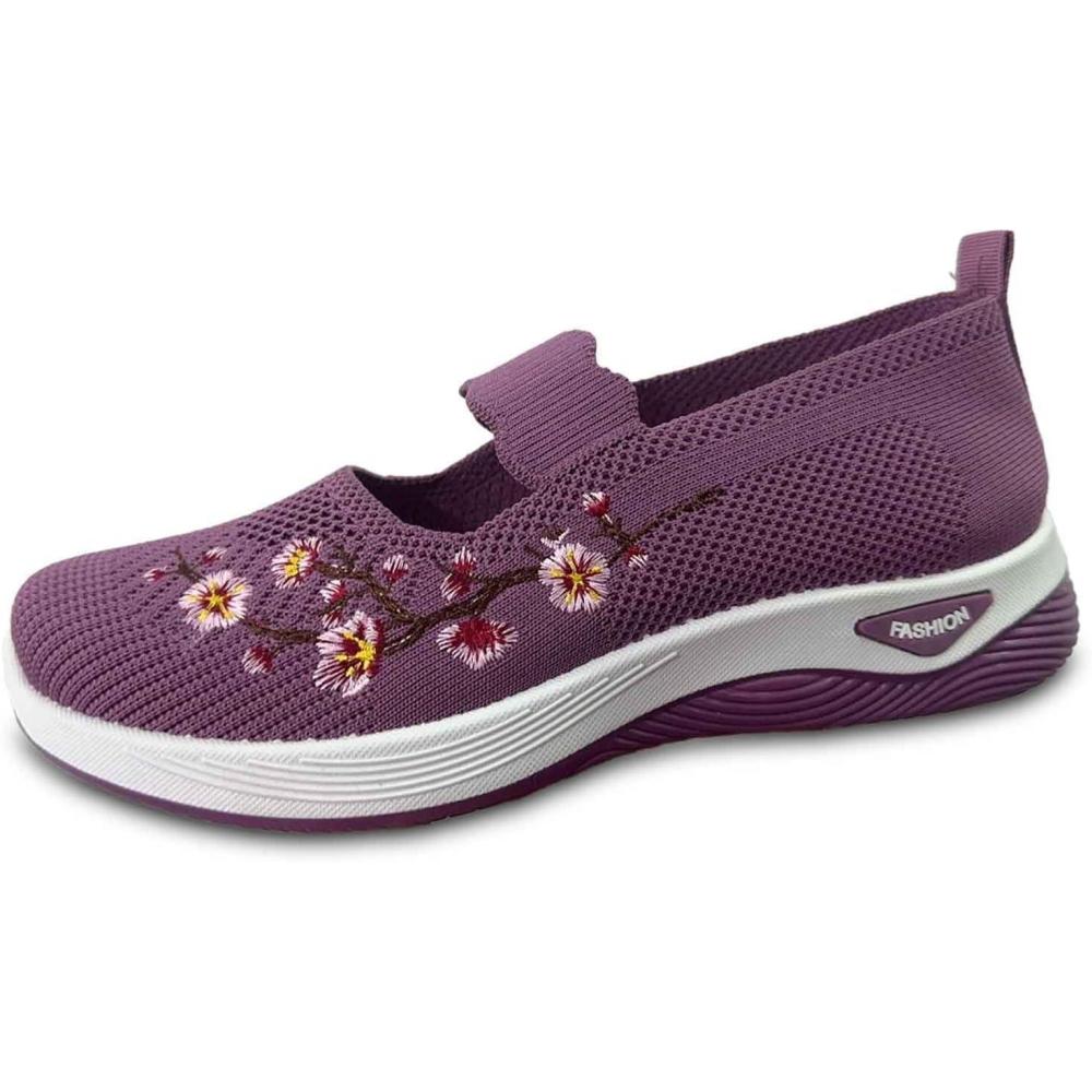 image:imageChaussures sans Lacets Femme Orthopdique Pas Cher Baskets sans Laage Chaussures De Marche Plateforme Orthopdique Lgres Et Confortables Amortissement Accru Et Soulagement des Pieds 202501 Violet