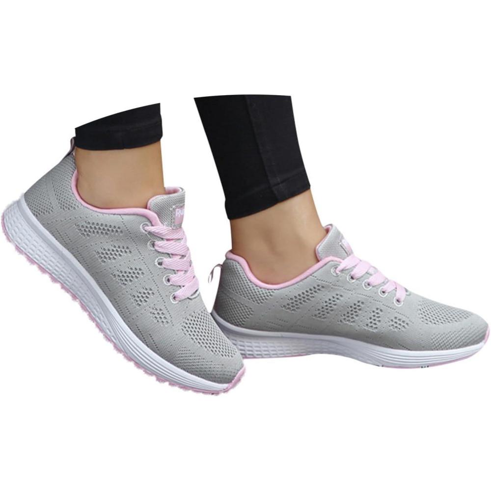 image:imageFemme Chaussures de Running pour Course Sports Fitness Respirant Mesh Gym Outdoor Trail Jogging Walking Tennis Baskets athltique Sneakers pour Femme02 Rose