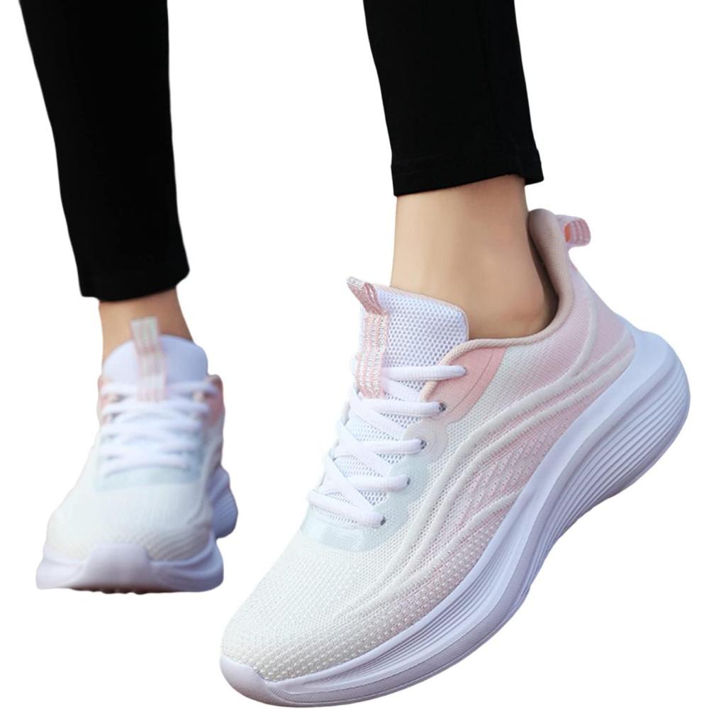 image:imageFemme Chaussures de Running pour Course Sports Fitness Respirant Mesh Gym Outdoor Trail Jogging Walking Tennis Baskets athltique Sneakers pour Femme04 Rose
