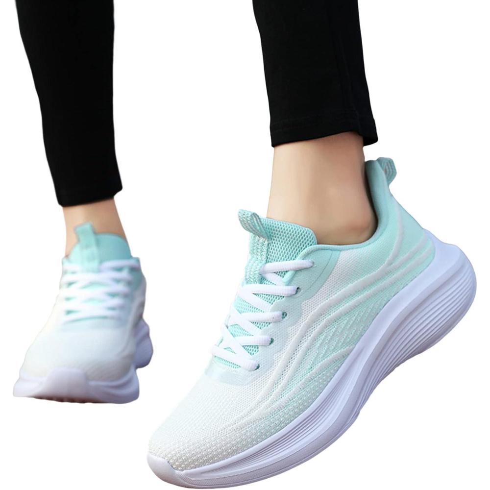 image:imageFemme Chaussures de Running pour Course Sports Fitness Respirant Mesh Gym Outdoor Trail Jogging Walking Tennis Baskets athltique Sneakers pour Femme04 Vert