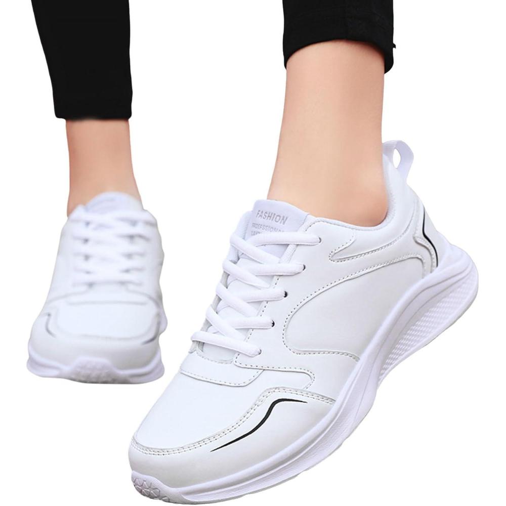 image:imageFemme Chaussures de Running pour Course Sports Fitness Respirant Mesh Gym Outdoor Trail Jogging Walking Tennis Baskets athltique Sneakers pour Femme05 Blanc