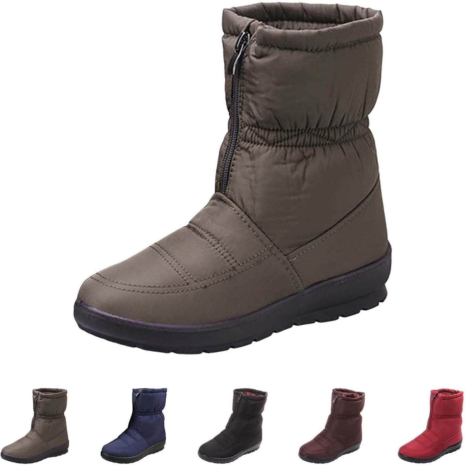 image:imageBottines pour femme avec fermeture clair Bottes plates confortables et antidrapantes Bottes orthopdiques lgres enfiler Chaussures de jardin Bottes de motard Bottes de pluie BottesVert