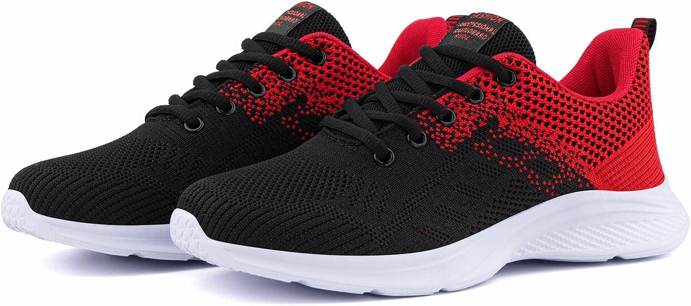 image:imageHitmars Chaussure de Course Femme Respirante Lgres Chaussures de Sport Gym Fitness Athltiques Chaussures de Running Confortables Jogging Sneakers Noir Rose Rouge Orange Violet EU 3642Chaussure de Course D Rouge