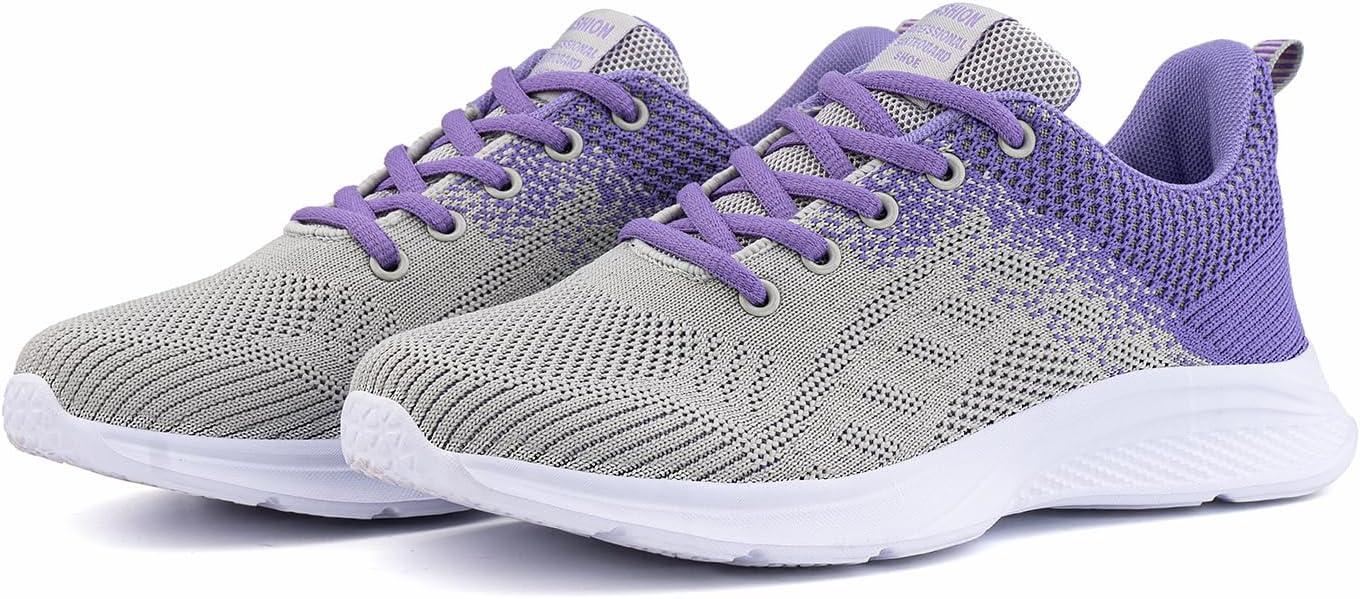 image:imageHitmars Chaussure de Course Femme Respirante Lgres Chaussures de Sport Gym Fitness Athltiques Chaussures de Running Confortables Jogging Sneakers Noir Rose Rouge Orange Violet EU 3642Chaussure de Course D Violet