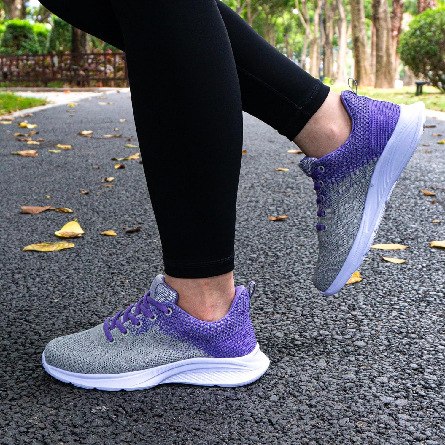 image:imageHitmars Chaussure de Course Femme Respirante Lgres Chaussures de Sport Gym Fitness Athltiques Chaussures de Running Confortables Jogging Sneakers Noir Rose Rouge Orange Violet EU 3642Chaussure de Course D Violet