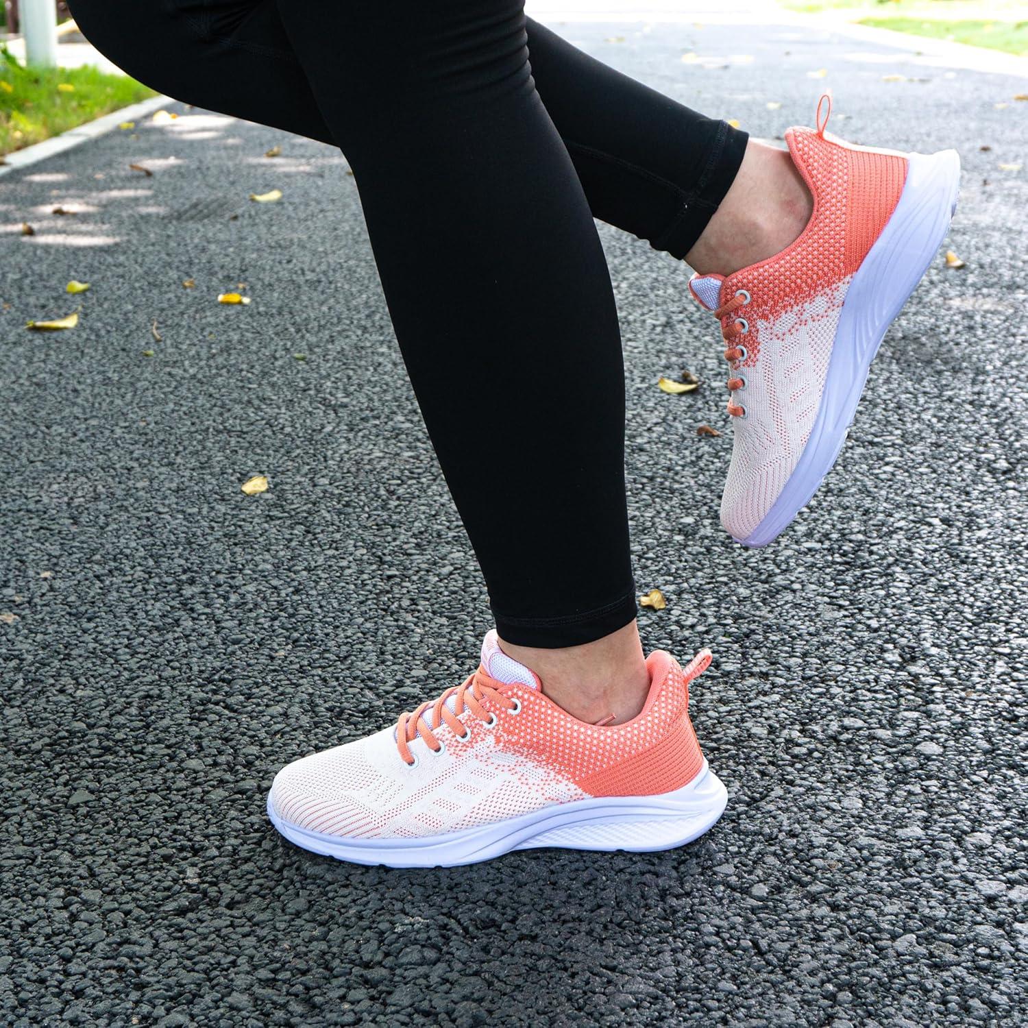 image:imageHitmars Chaussure de Course Femme Respirante Lgres Chaussures de Sport Gym Fitness Athltiques Chaussures de Running Confortables Jogging Sneakers Noir Rose Rouge Orange Violet EU 3642Chaussure de Course D Orange