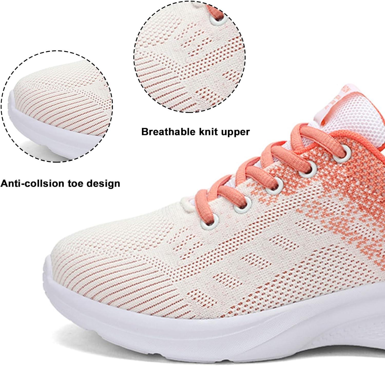 image:imageHitmars Chaussure de Course Femme Respirante Lgres Chaussures de Sport Gym Fitness Athltiques Chaussures de Running Confortables Jogging Sneakers Noir Rose Rouge Orange Violet EU 3642Chaussure de Course D Orange