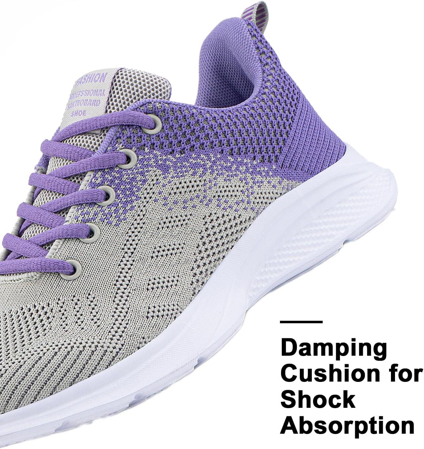 image:imageHitmars Chaussure de Course Femme Respirante Lgres Chaussures de Sport Gym Fitness Athltiques Chaussures de Running Confortables Jogging Sneakers Noir Rose Rouge Orange Violet EU 3642Chaussure de Course D Violet