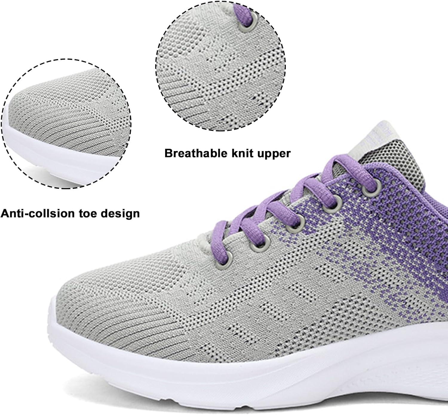 image:imageHitmars Chaussure de Course Femme Respirante Lgres Chaussures de Sport Gym Fitness Athltiques Chaussures de Running Confortables Jogging Sneakers Noir Rose Rouge Orange Violet EU 3642Chaussure de Course D Violet