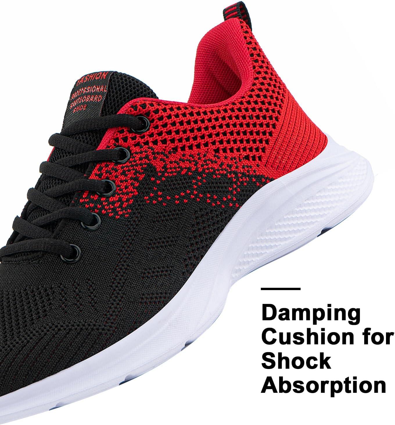 image:imageHitmars Chaussure de Course Femme Respirante Lgres Chaussures de Sport Gym Fitness Athltiques Chaussures de Running Confortables Jogging Sneakers Noir Rose Rouge Orange Violet EU 3642Chaussure de Course D Rouge