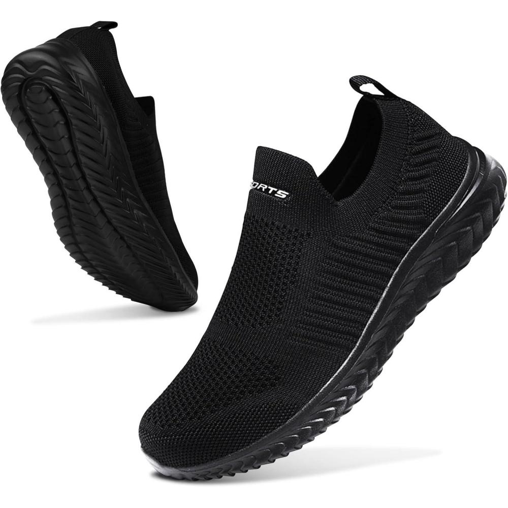 image:imageBasket Femme Respirantes Slip on pour Sneakers Femmes Chaussure de Running Fitness Lgres SneakersTout Noir