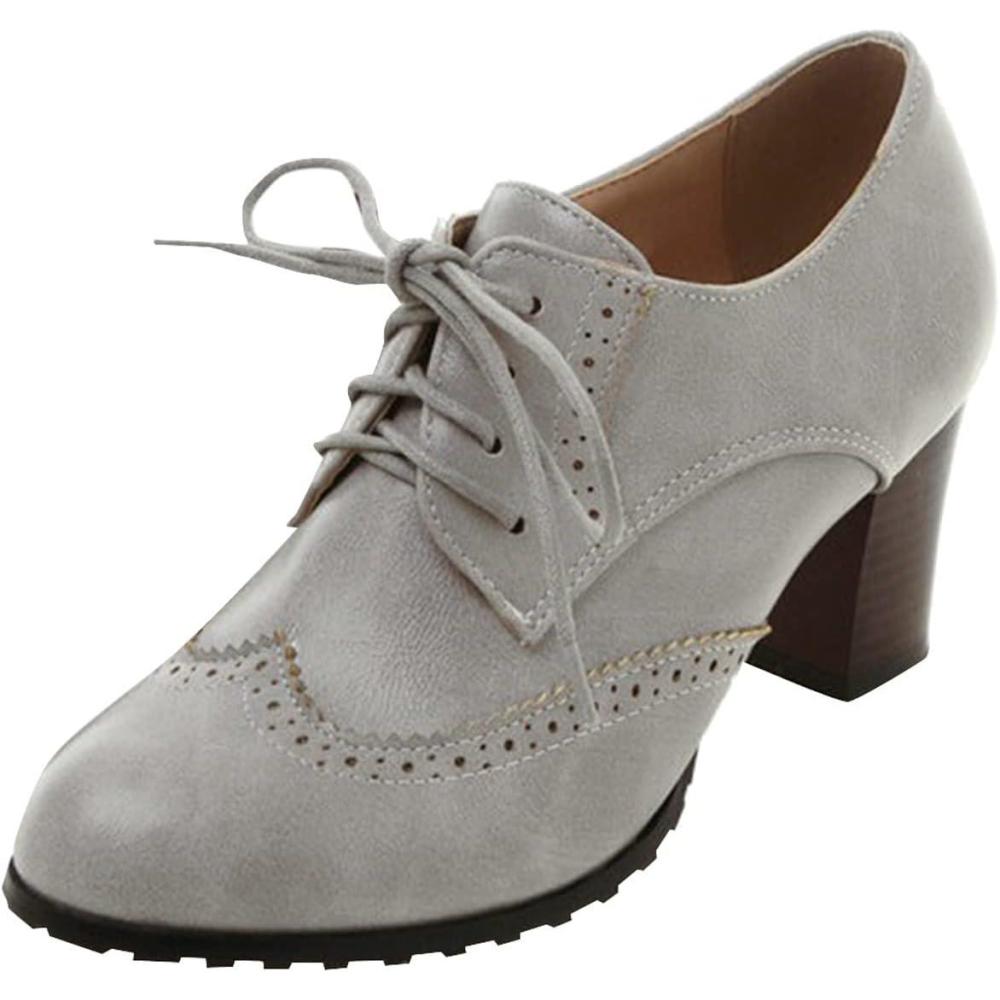 image:imageGenerisch Bottines pour femme Commerce extrieur Grandes chaussures en cuir tendance confortables Bout rond Talon carr Laage paisGris