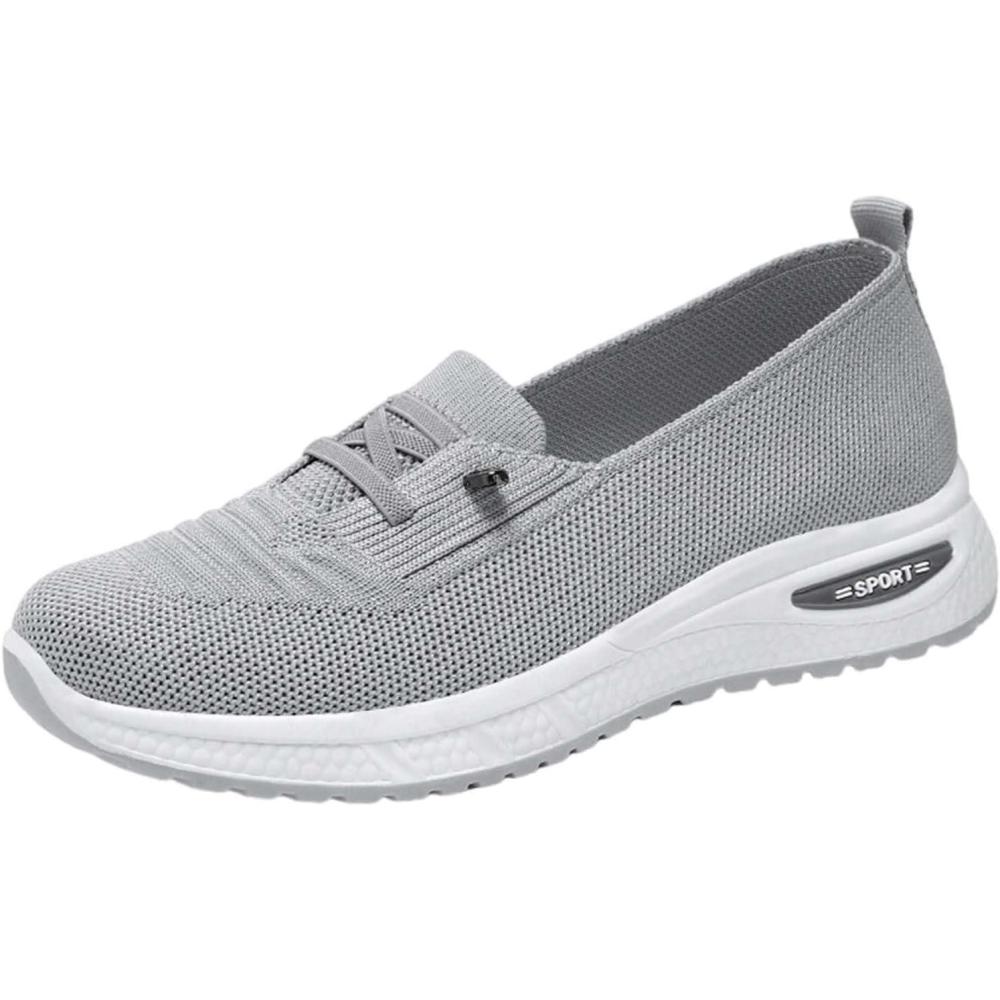 image:imageGenerisch Chaussures pour femme Largeur K Chaussures de course pour pied large Orthopdiques lgres et respirantes Chaussures de sport confortables Antidrapantes Ultra lgres PourZ1 Gris