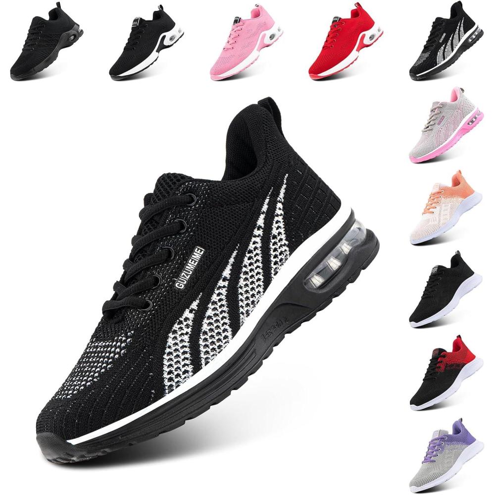 image:imageHitmars Chaussure de Course Femme Respirante Lgres Chaussures de Sport Gym Fitness Athltiques Chaussures de Running Confortables Jogging Sneakers Noir Rose Rouge Orange Violet EU 3642Chaussure de Course C Noir