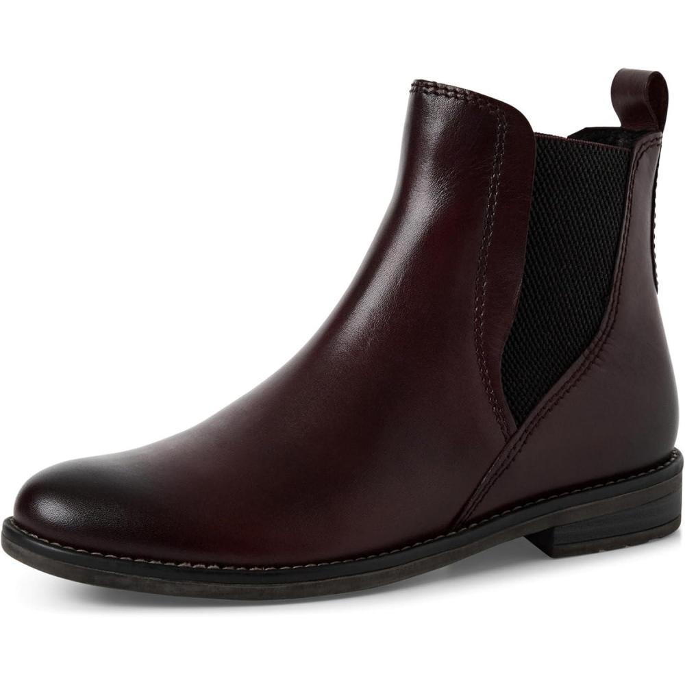 image:imageMARCO TOZZI Bottines Chelsea en Cuir Femme EnfilerBordeaux