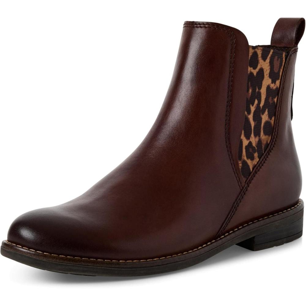 image:imageMARCO TOZZI Bottines Chelsea en Cuir Femme EnfilerChocolat C