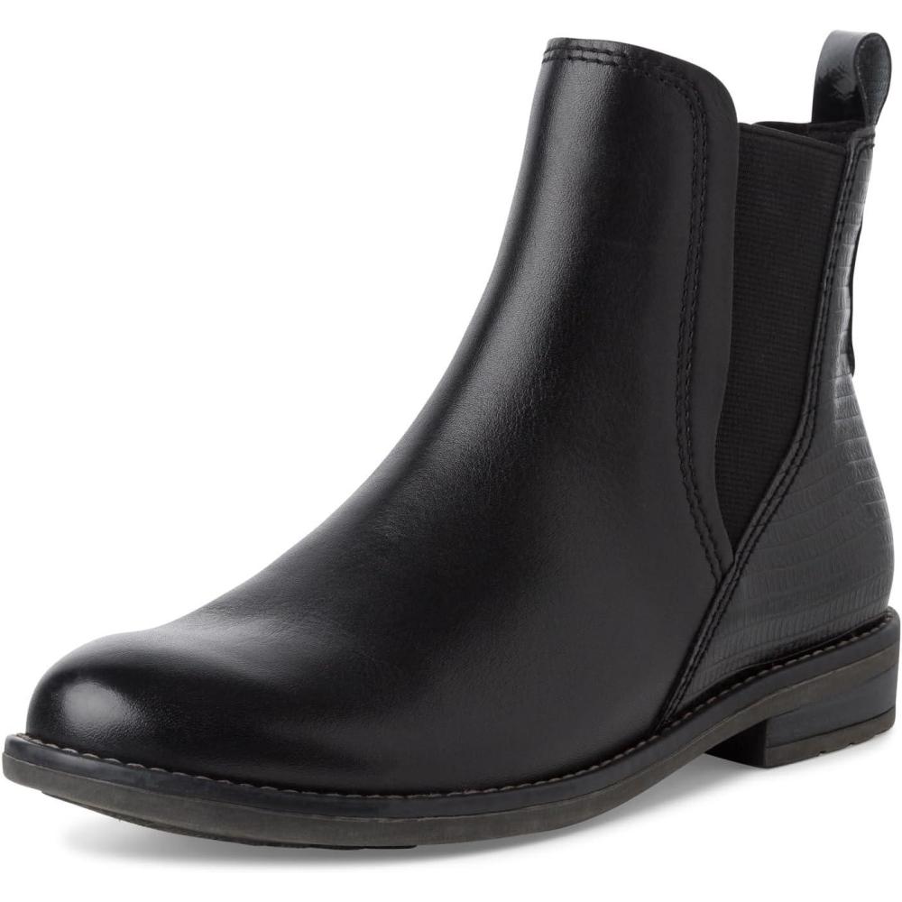 image:imageMARCO TOZZI Bottines Chelsea en Cuir Femme EnfilerPeigne Noir