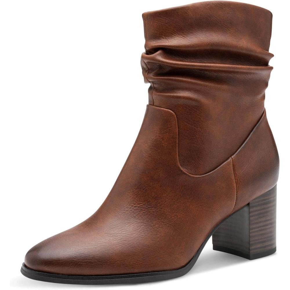 image:imageMARCO TOZZI Bottines Femme Talon Bloc VganesCognac