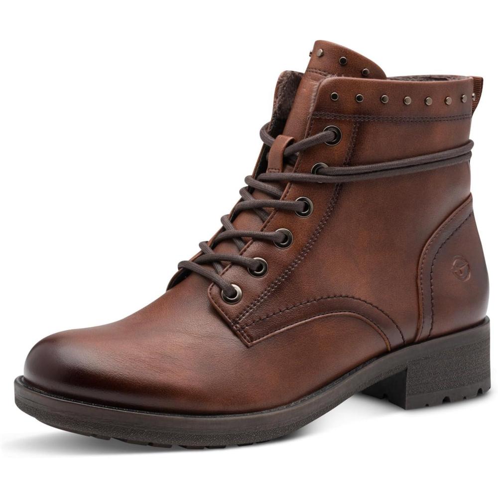 image:imageTamaris Tamaris Damen Lace Boot Flat 12513345 BottineFemmeCognac