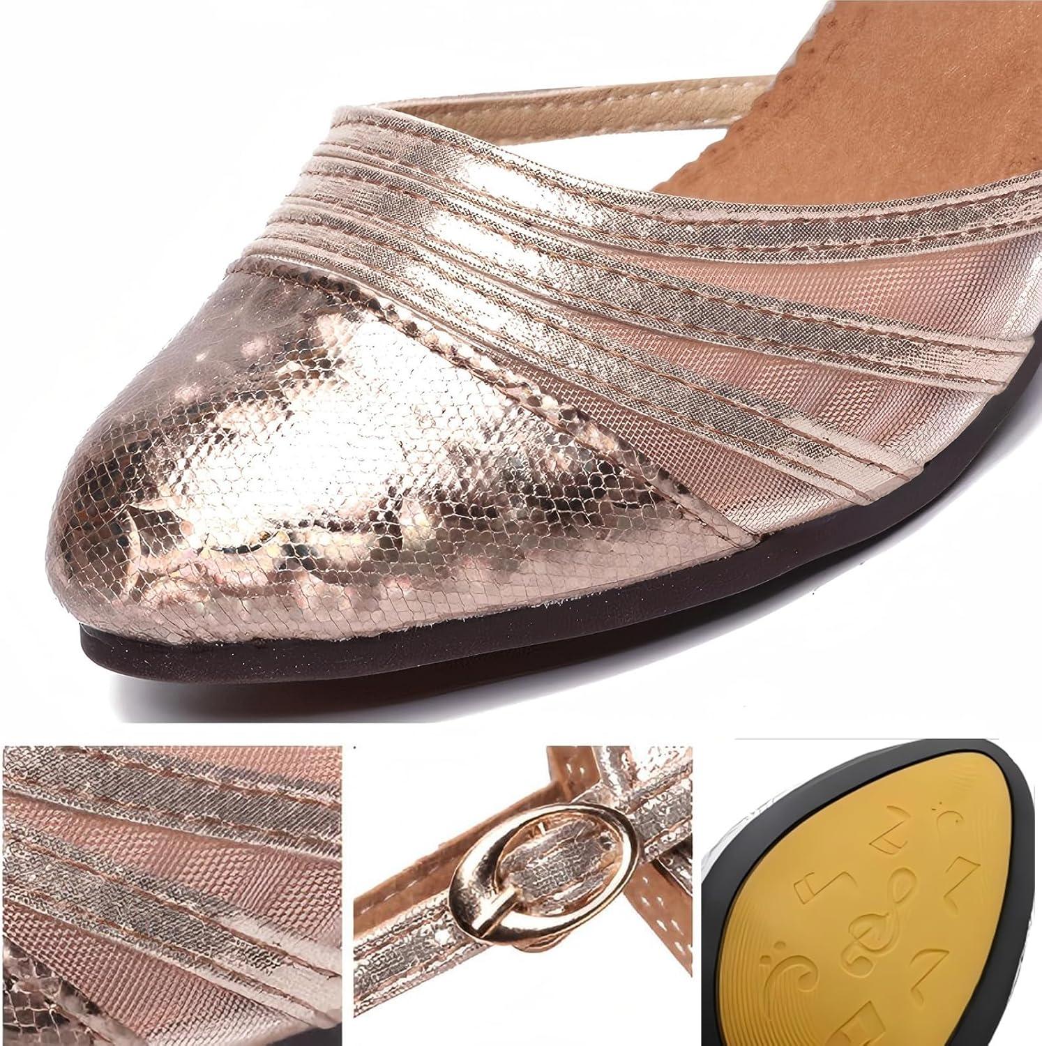 image:imageChaussures de danse latine pour femme Chaussures tango Talon bloc EscarpinsChampagne Talon 3 Cm