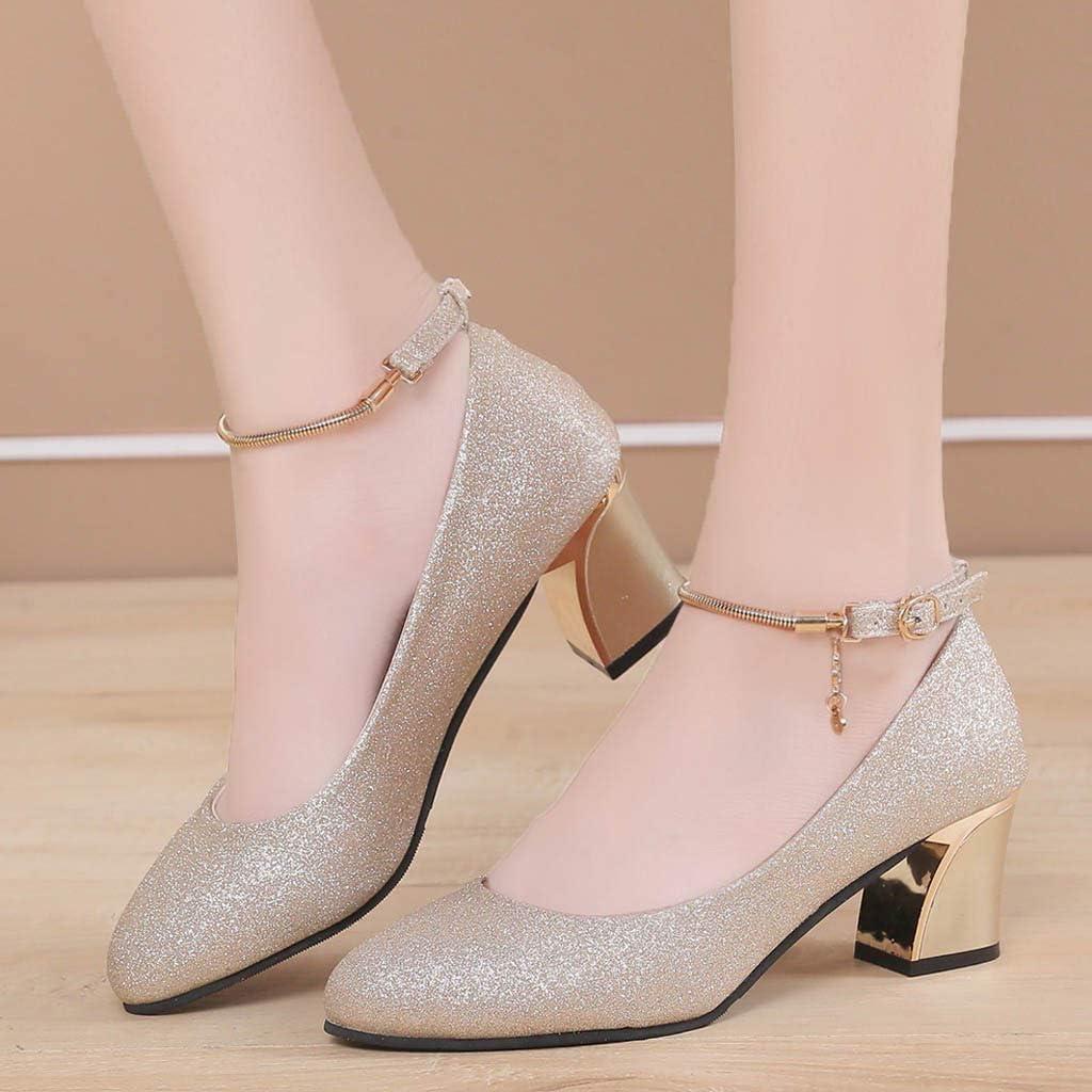 image:imageEscarpins talons larges pour femme Chaussures de marie lgantes Style gothique Talons hauts Ballerines compensesOr 01