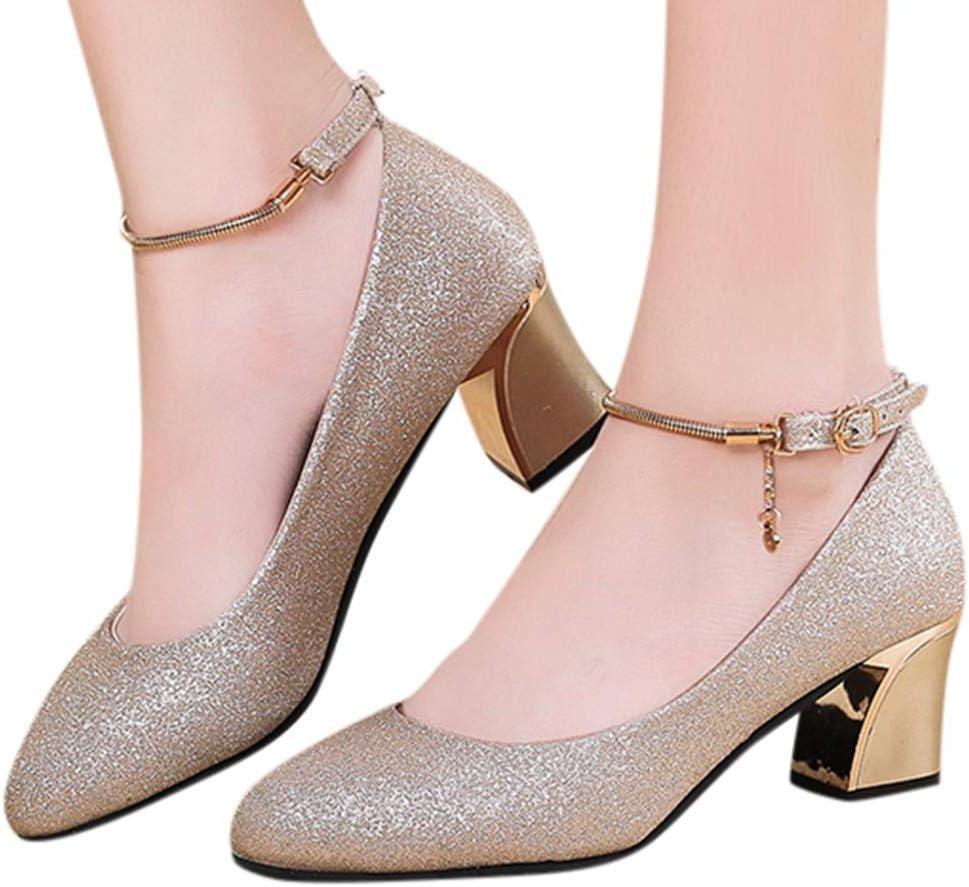 image:imageEscarpins talons larges pour femme Chaussures de marie lgantes Style gothique Talons hauts Ballerines compensesOr 01