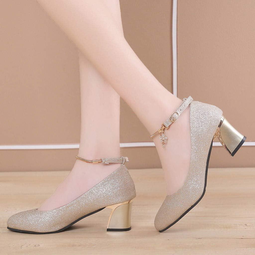 image:imageEscarpins talons larges pour femme Chaussures de marie lgantes Style gothique Talons hauts Ballerines compensesOr 01