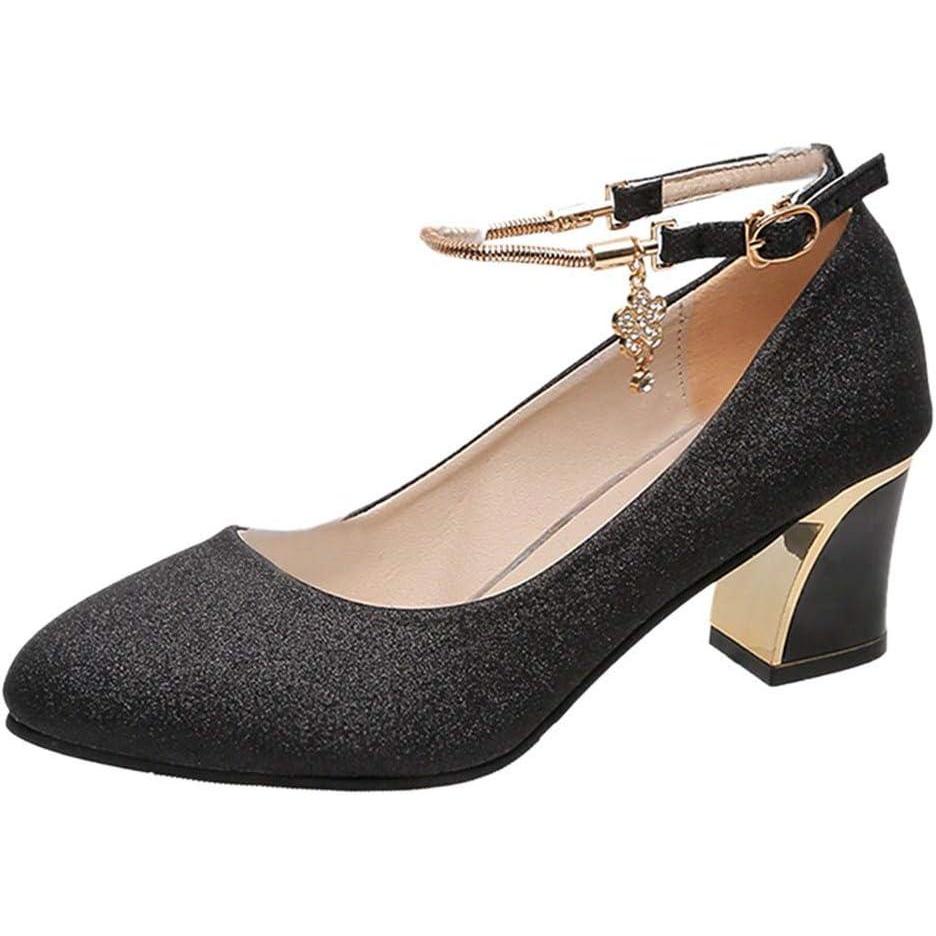 image:imageEscarpins talons larges pour femme Chaussures de marie lgantes Style gothique Talons hauts Ballerines compensesNoir 01