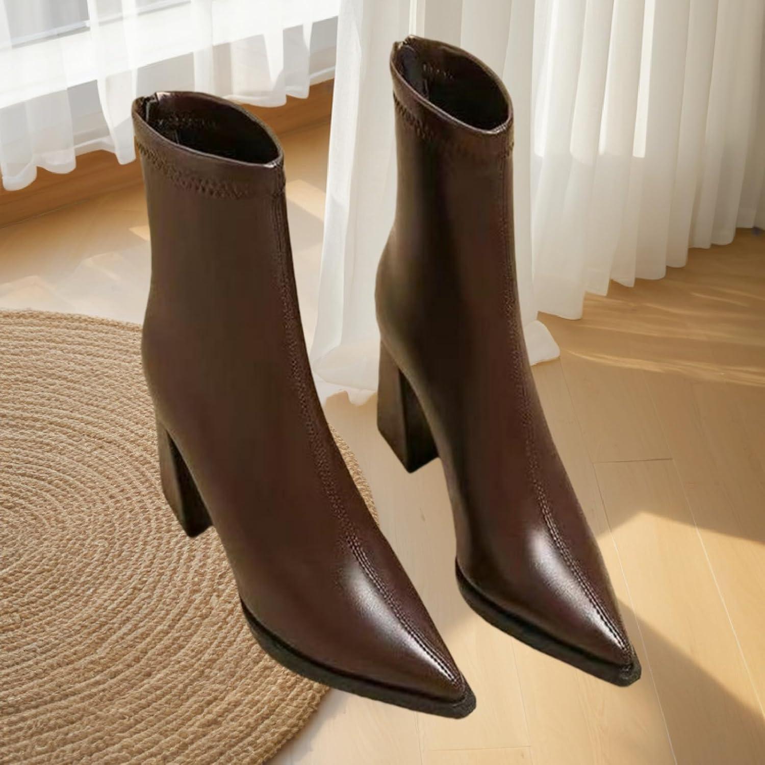 image:imageENEN Santiag Femme Cuir Western Taille 3542 Santiag Femme Gros Mollet Bottes Cowboy Talon Haut avec Fermeture clair Bottes Western Country pour Trekking913 Noir