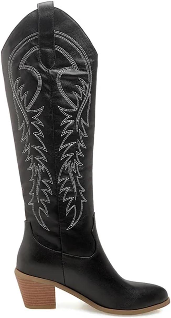 image:imageSantiag Femme Bottes de cowboy western brodes for femmes chaussures talons compenss la mode grandes tailles 45 50Blanc