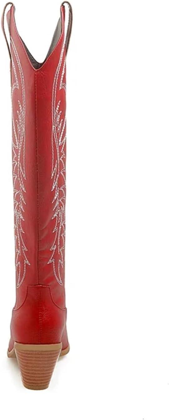 image:imageSantiag Femme Bottes de cowboy western brodes for femmes chaussures talons compenss la mode grandes tailles 45 50Blanc