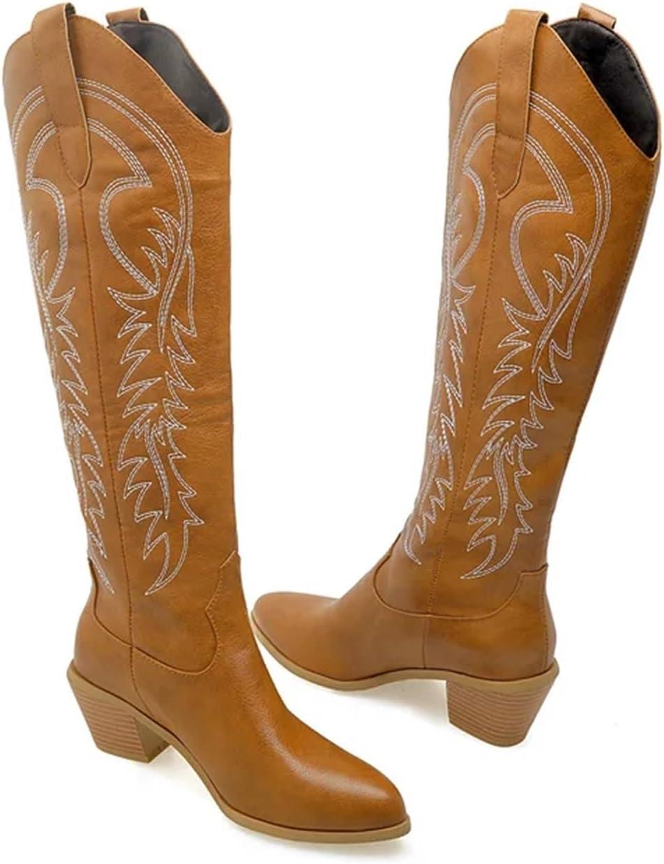 image:imageSantiag Femme Bottes de cowboy western brodes for femmes chaussures talons compenss la mode grandes tailles 45 50Blanc