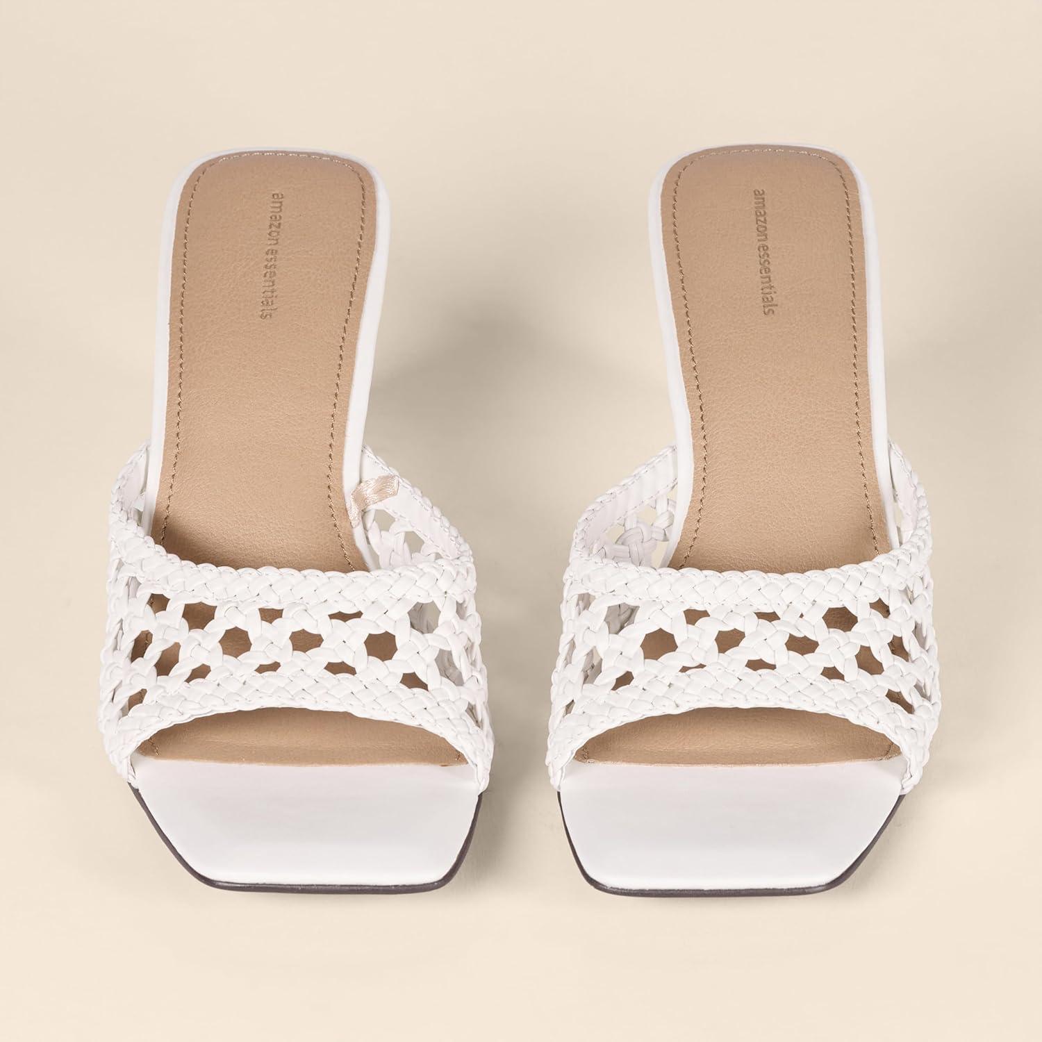 image:imageAmazon Essentials Femme Sandales Talons CompenssTissage de Canne Blanc Cass
