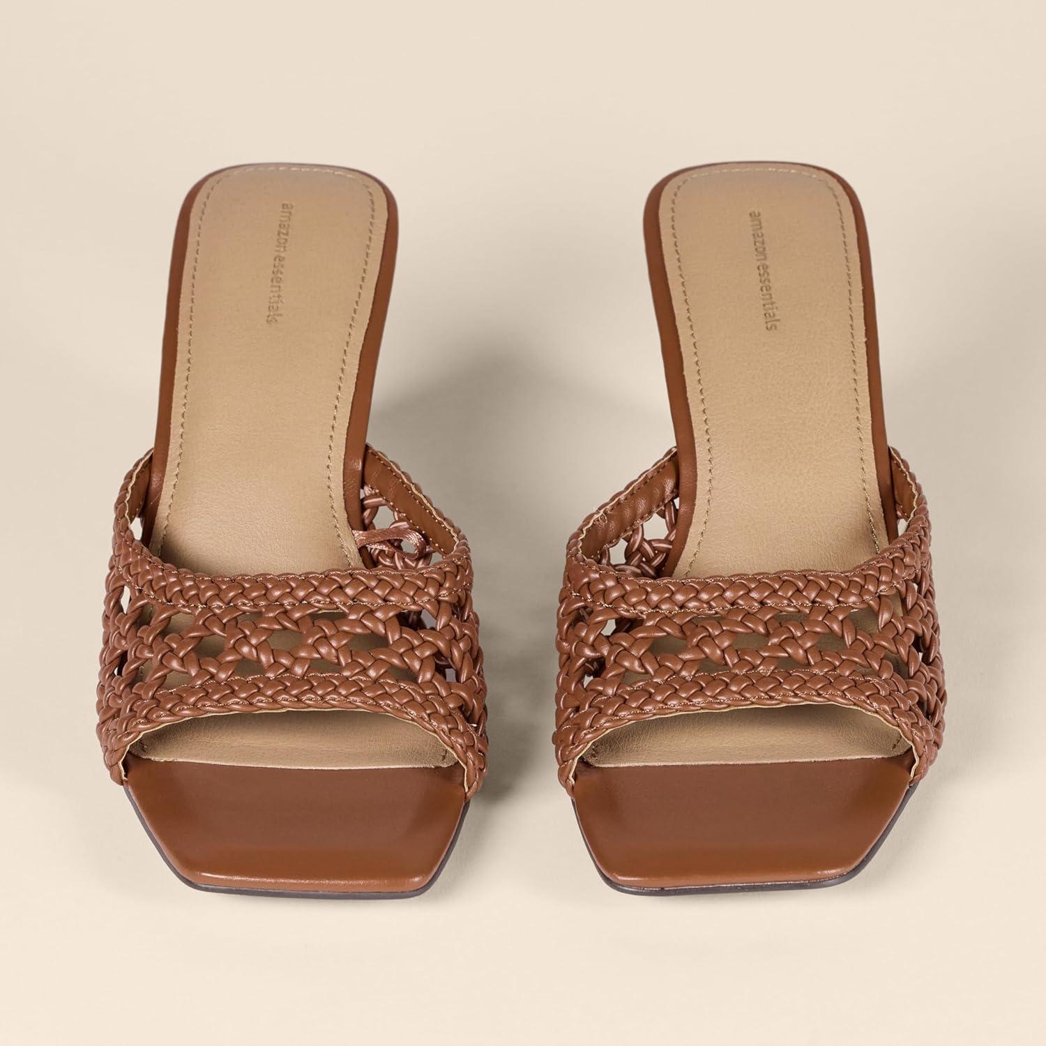 image:imageAmazon Essentials Femme Sandales Talons CompenssTissage de Canne Brun Clair