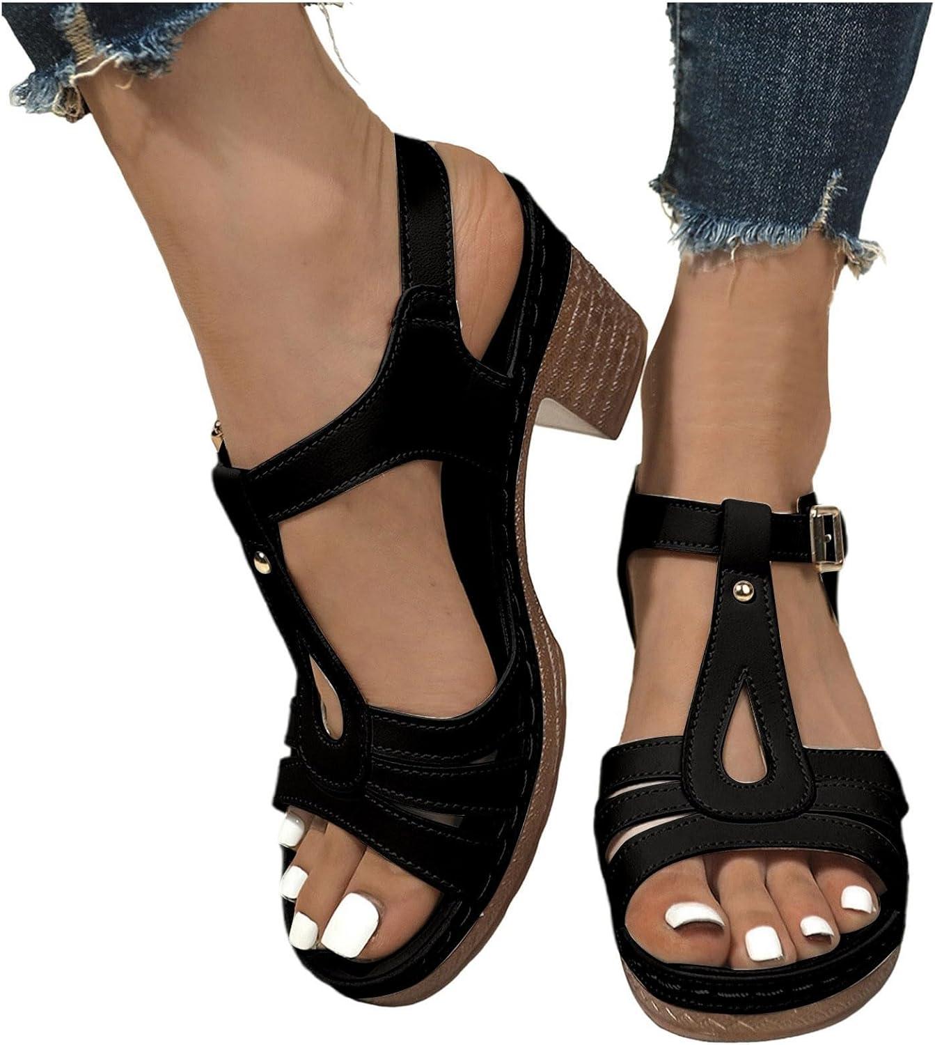 image:imageChaussures Pisa pour femme avec design bride dorteils talon central confortable polyvalentes pour un usage quotidien parfaites pour le printemps et lt fermeture boucle idales pour lesNoir