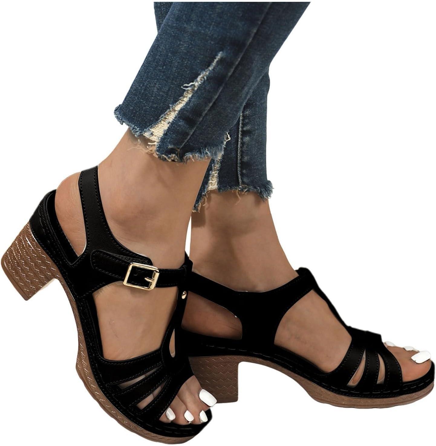 image:imageChaussures Pisa pour femme avec design bride dorteils talon central confortable polyvalentes pour un usage quotidien parfaites pour le printemps et lt fermeture boucle idales pour lesNoir