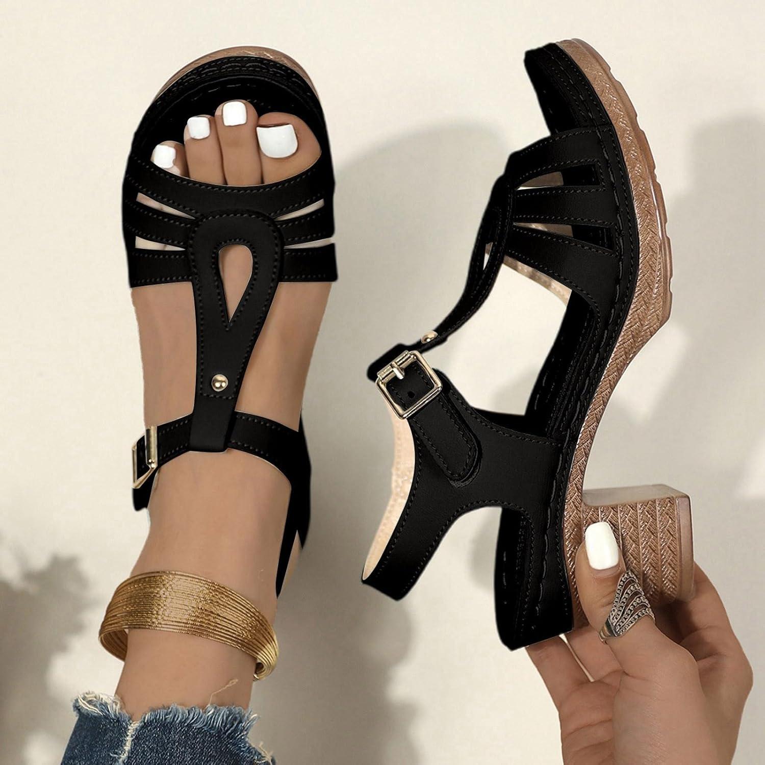 image:imageChaussures Pisa pour femme avec design bride dorteils talon central confortable polyvalentes pour un usage quotidien parfaites pour le printemps et lt fermeture boucle idales pour lesNoir