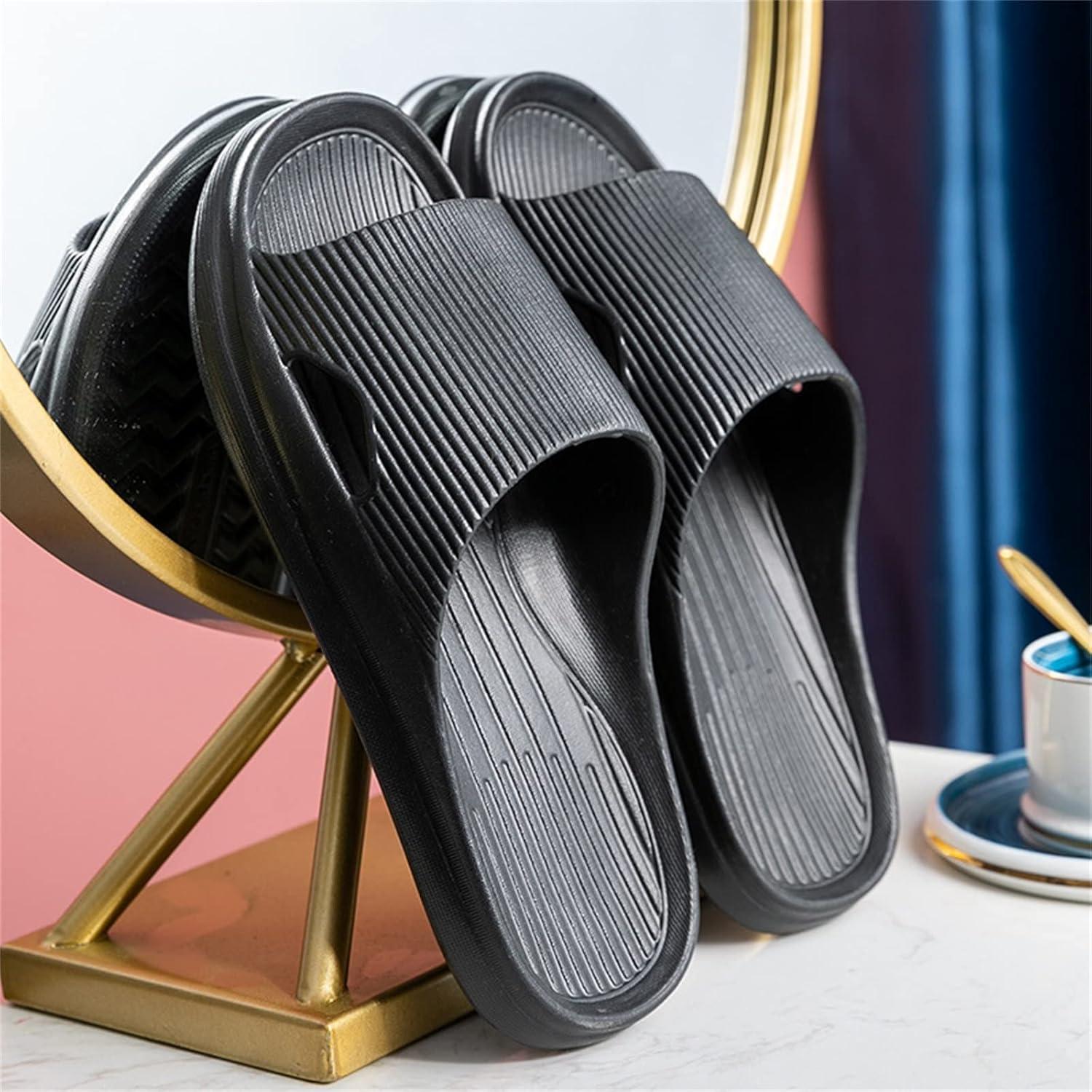 image:imageGnrique 2025 Chaussons Antidrapants pour Hommes Femmes Pantoufles de Douche Trs Lger Semelle paisse Amorti Soft Bout Ouvert Pas Cher Sandales pour Maison Jardin Salle de Bain Piscine PlageB02le Noir