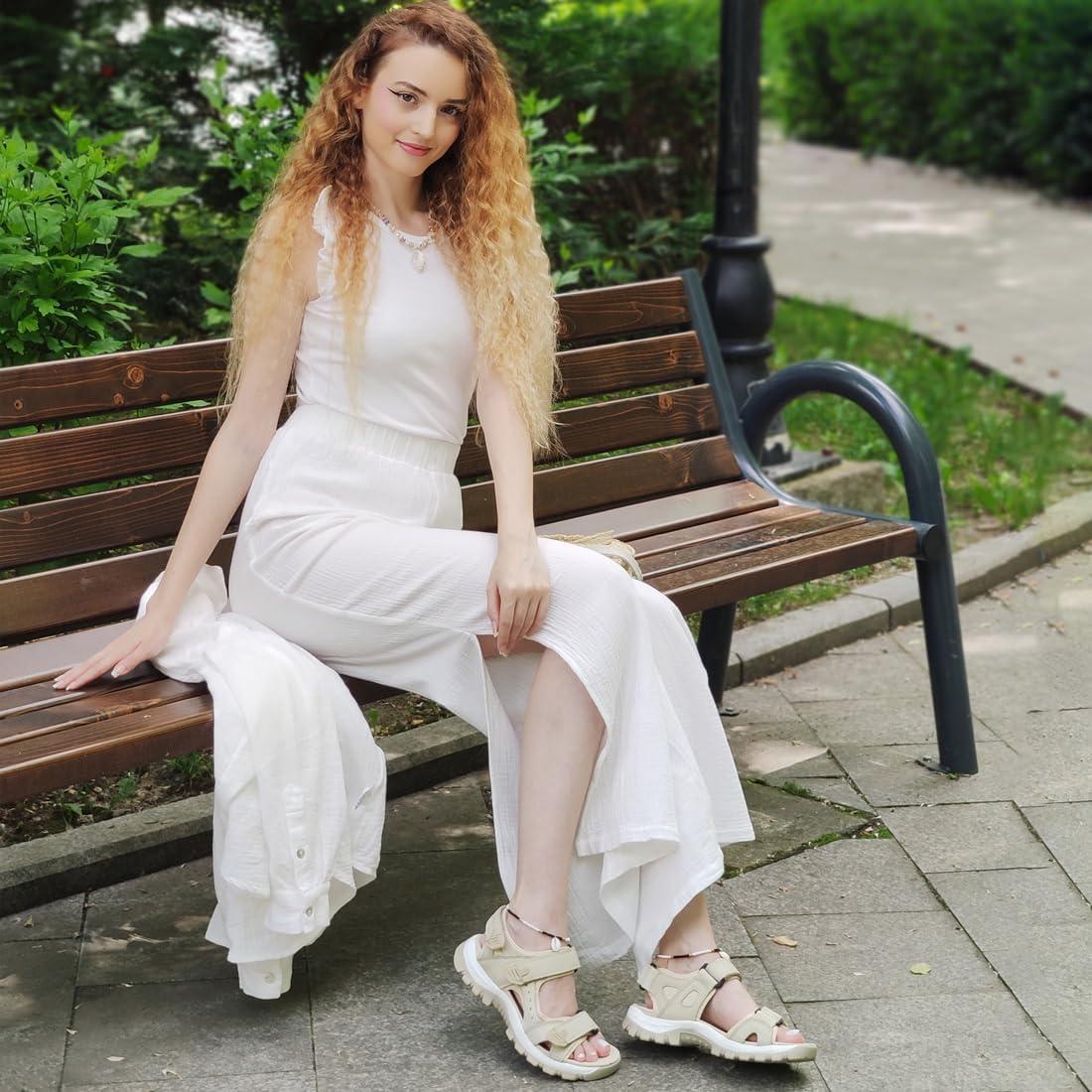 image:imageHarssidanzar Sandales en Cuir pour Femmes Randonne et Sport dExtrieur SL256EUBeige