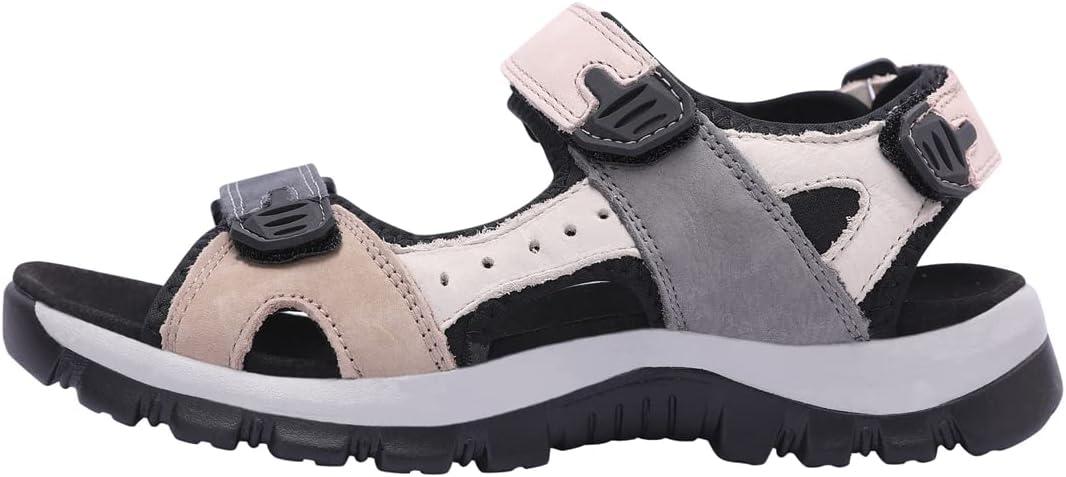 image:imageHarssidanzar Sandales en Cuir pour Femmes Randonne et Sport dExtrieur SL256EURose Noir