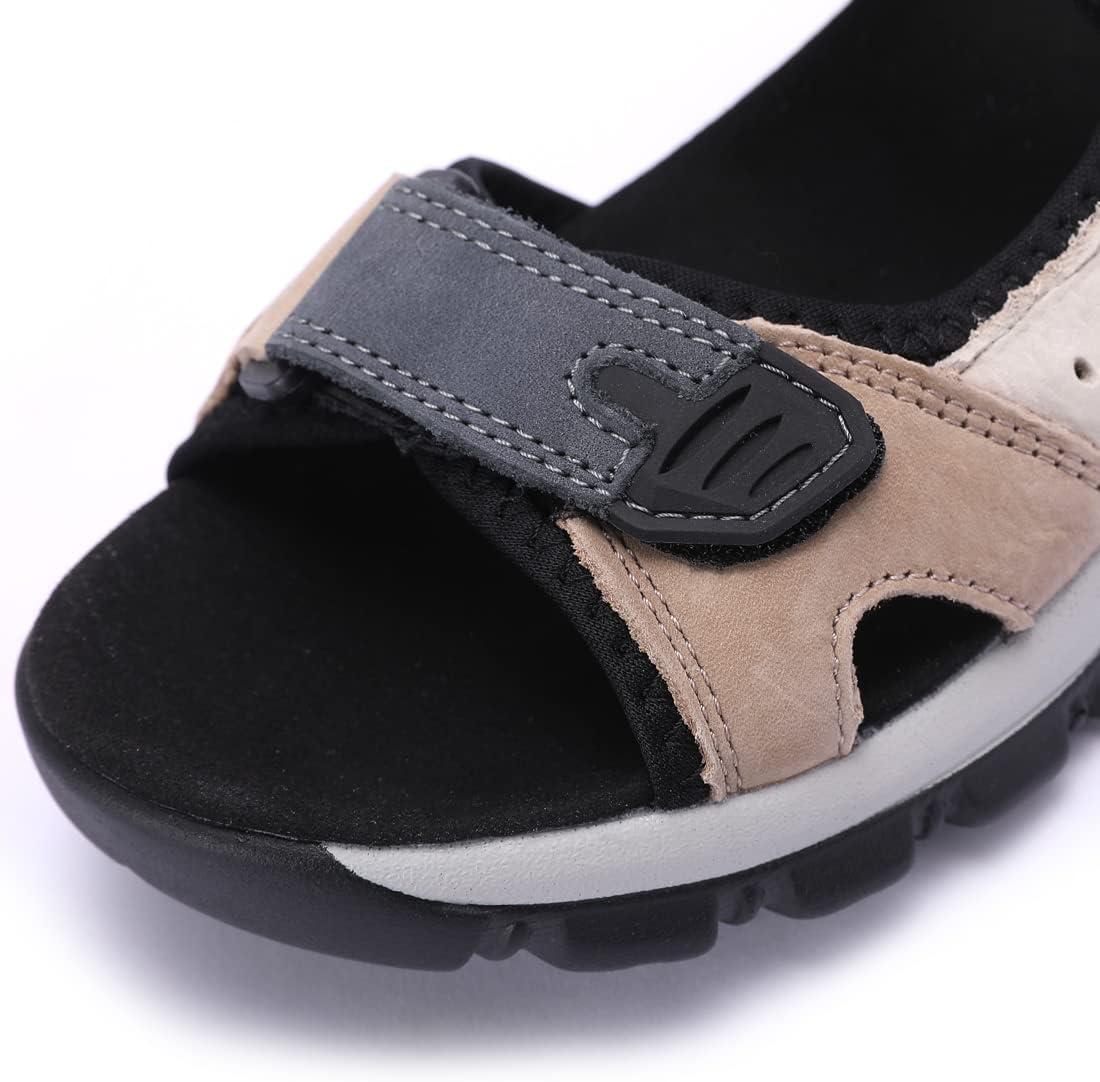 image:imageHarssidanzar Sandales en Cuir pour Femmes Randonne et Sport dExtrieur SL256EURose Noir