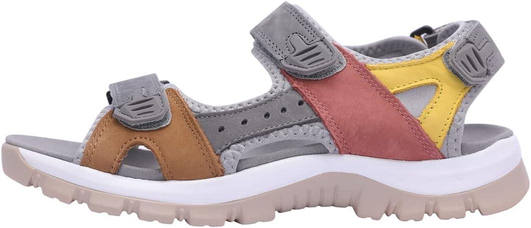image:imageHarssidanzar Sandales en Cuir pour Femmes Randonne et Sport dExtrieur SL256EUTan Gris