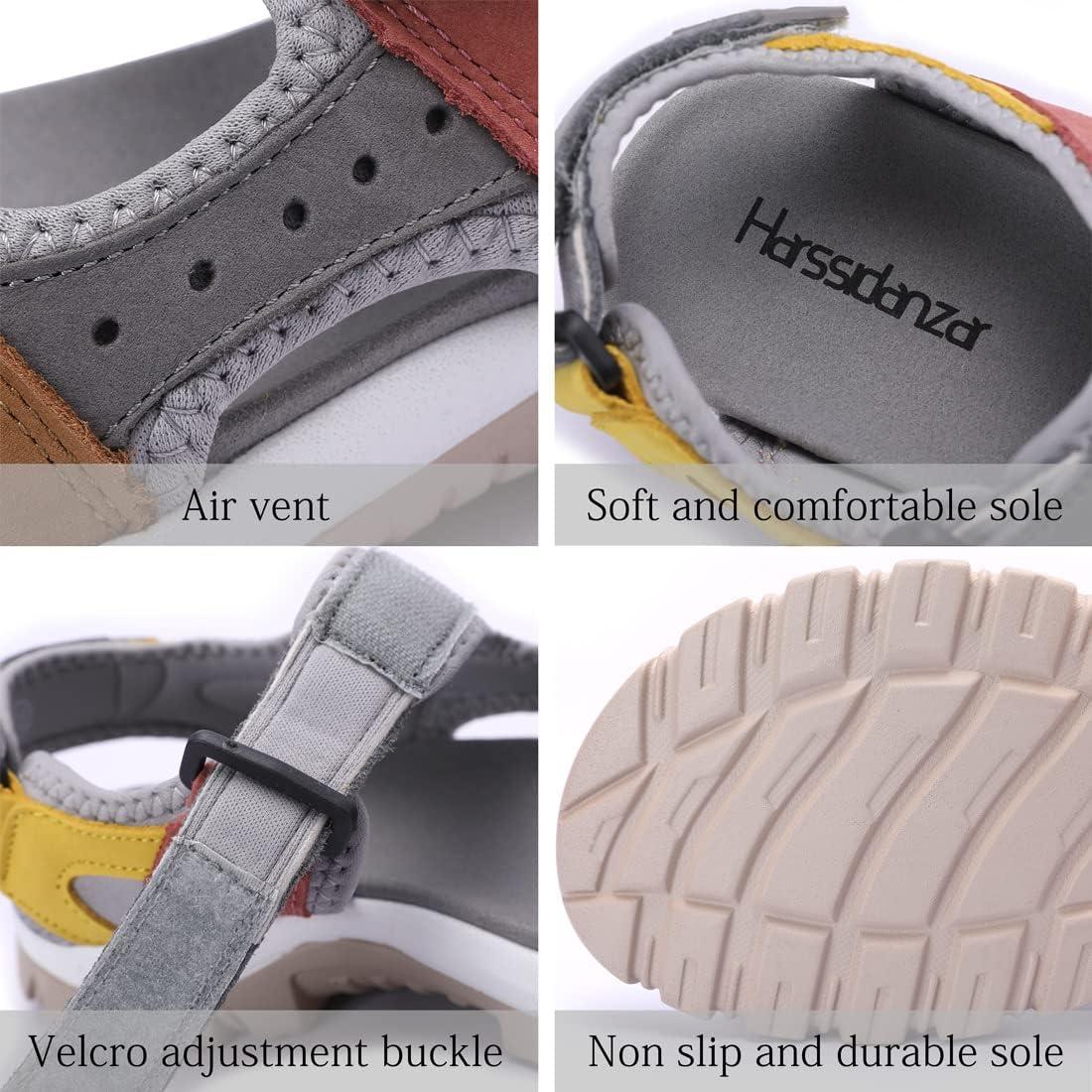 image:imageHarssidanzar Sandales en Cuir pour Femmes Randonne et Sport dExtrieur SL256EUTan Gris