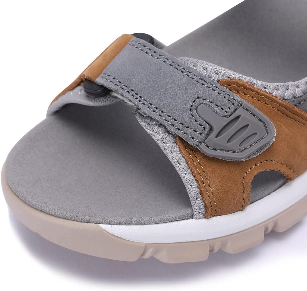 image:imageHarssidanzar Sandales en Cuir pour Femmes Randonne et Sport dExtrieur SL256EUTan Gris