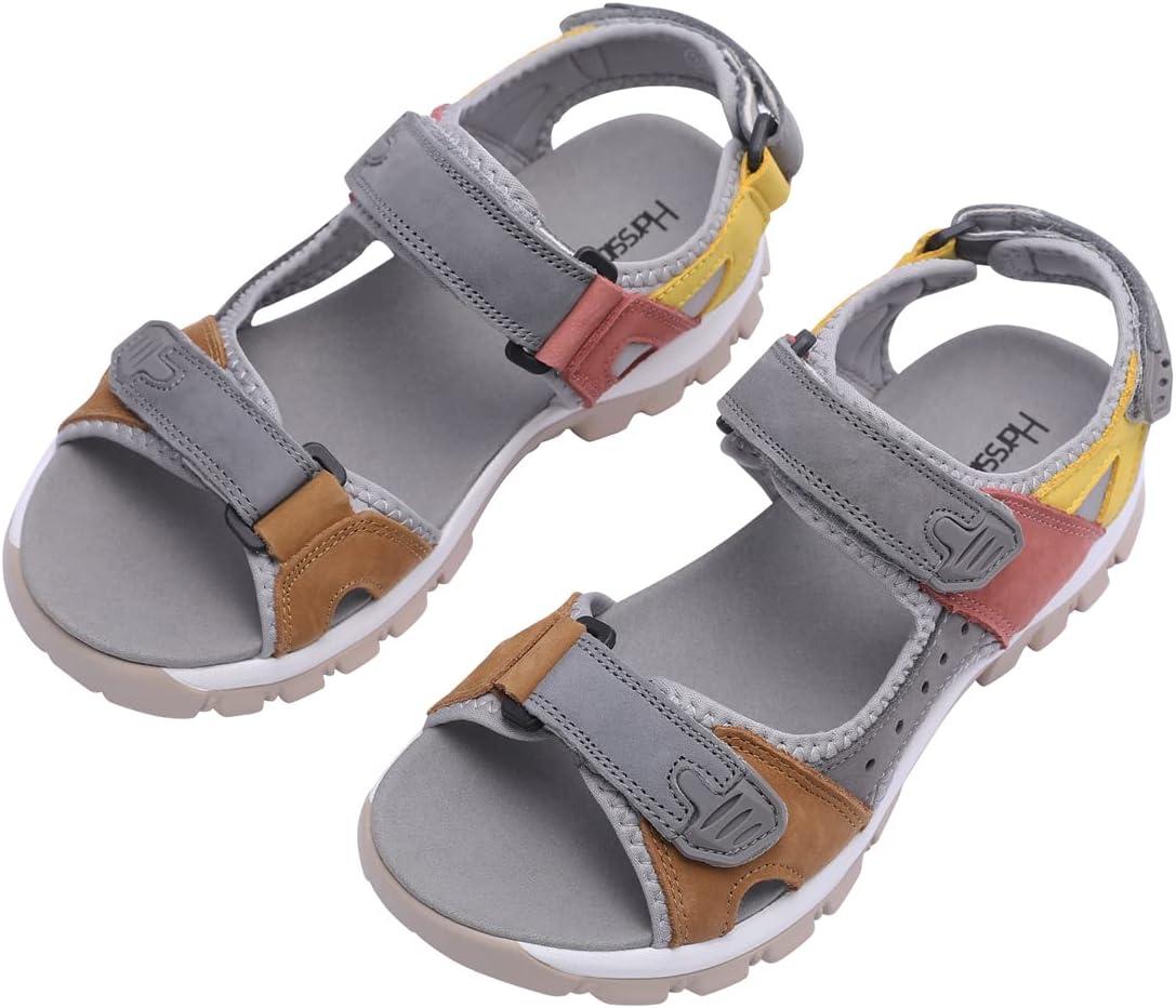 image:imageHarssidanzar Sandales en Cuir pour Femmes Randonne et Sport dExtrieur SL256EUTan Gris