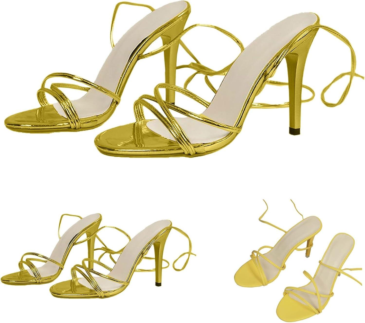 image:imageSandales lanires pour femme Dores Chaussures de danse latine talons hauts Schage rapide Sandales compenses respirantes Sandales bout ouvert Soutien de la vote ChaussuresOr