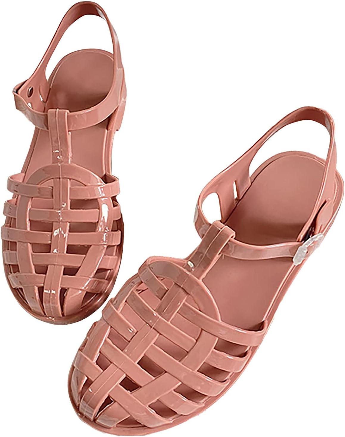 image:imageSandales dt pour femme En plastique transparent Couleur unie Pour la plage Pour lextrieur Pour les loisirs01 Rose