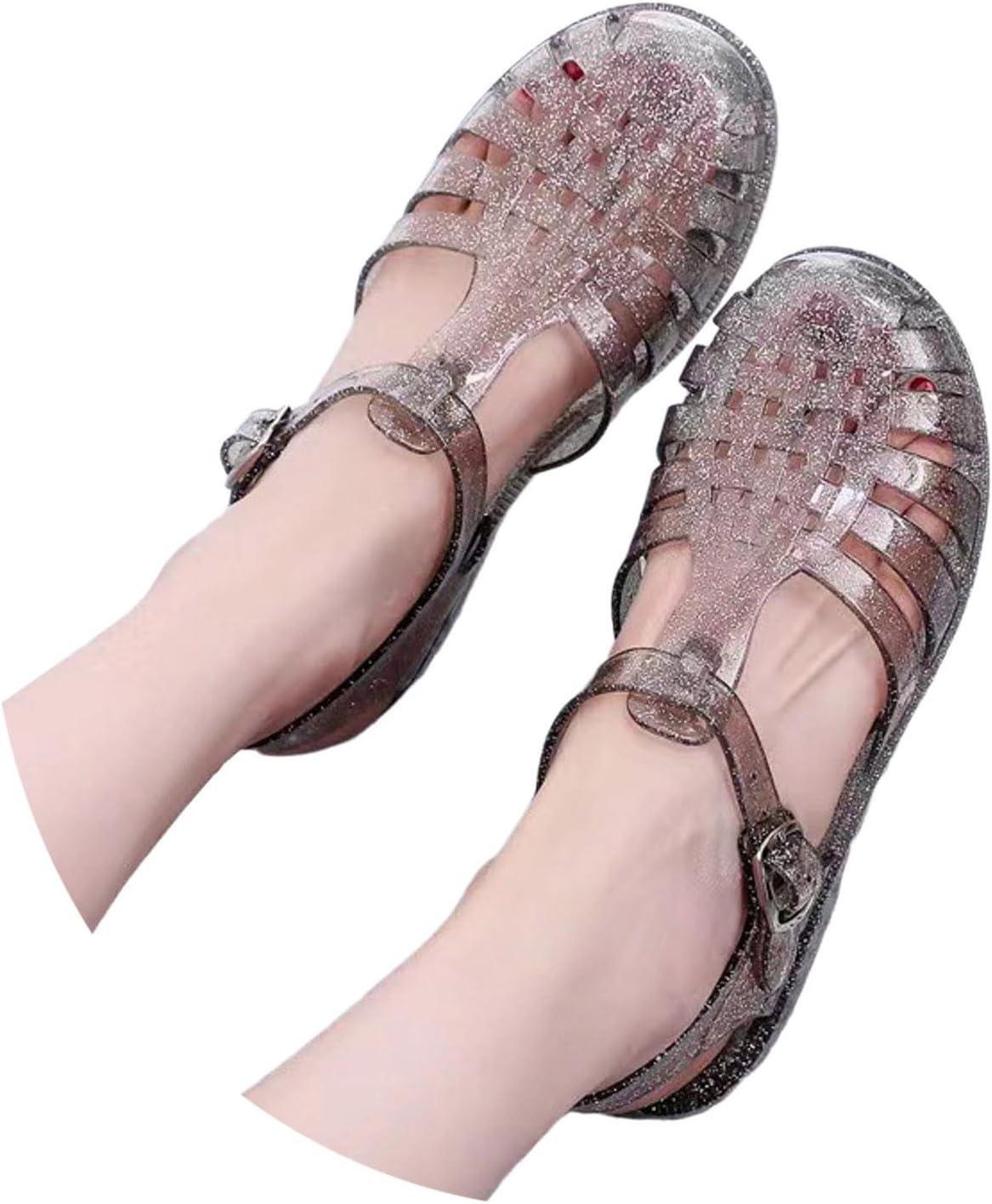 image:imageSandales dt pour femme En plastique transparent Couleur unie Pour la plage Pour lextrieur Pour les loisirs03 Noir