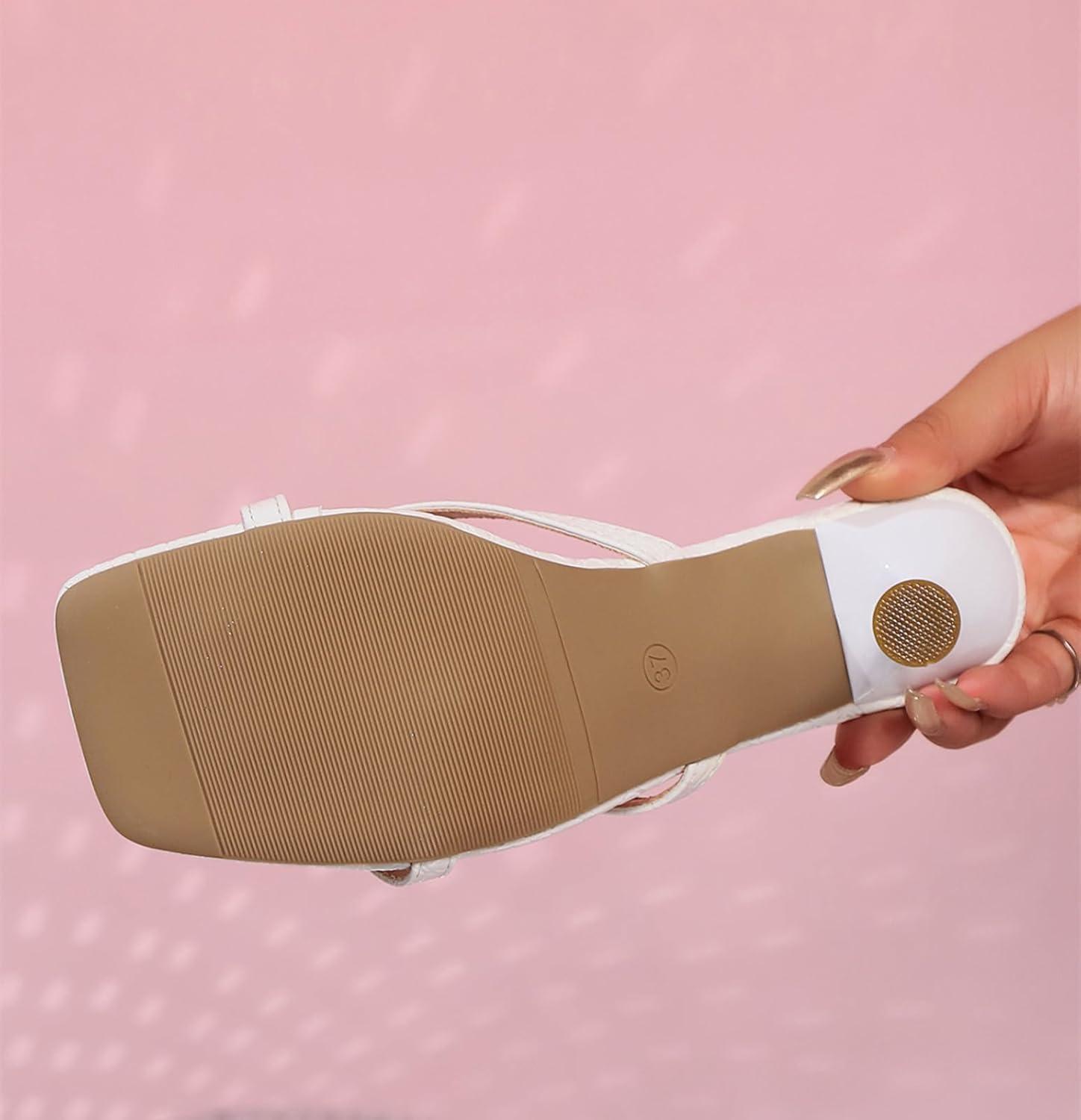 image:imageTongs talons aiguilles carrs bout ouvert pour femmeBlanc